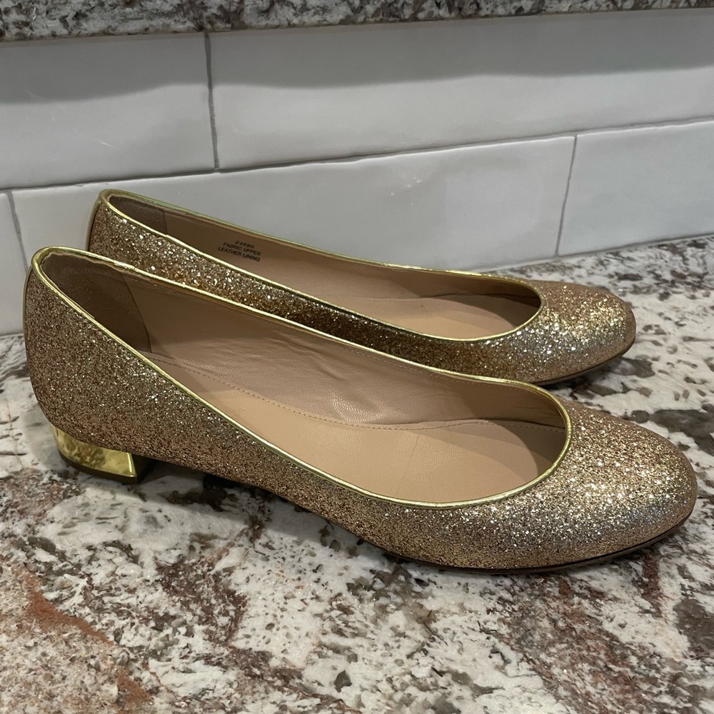 J.Crew gold glitter ballet flats